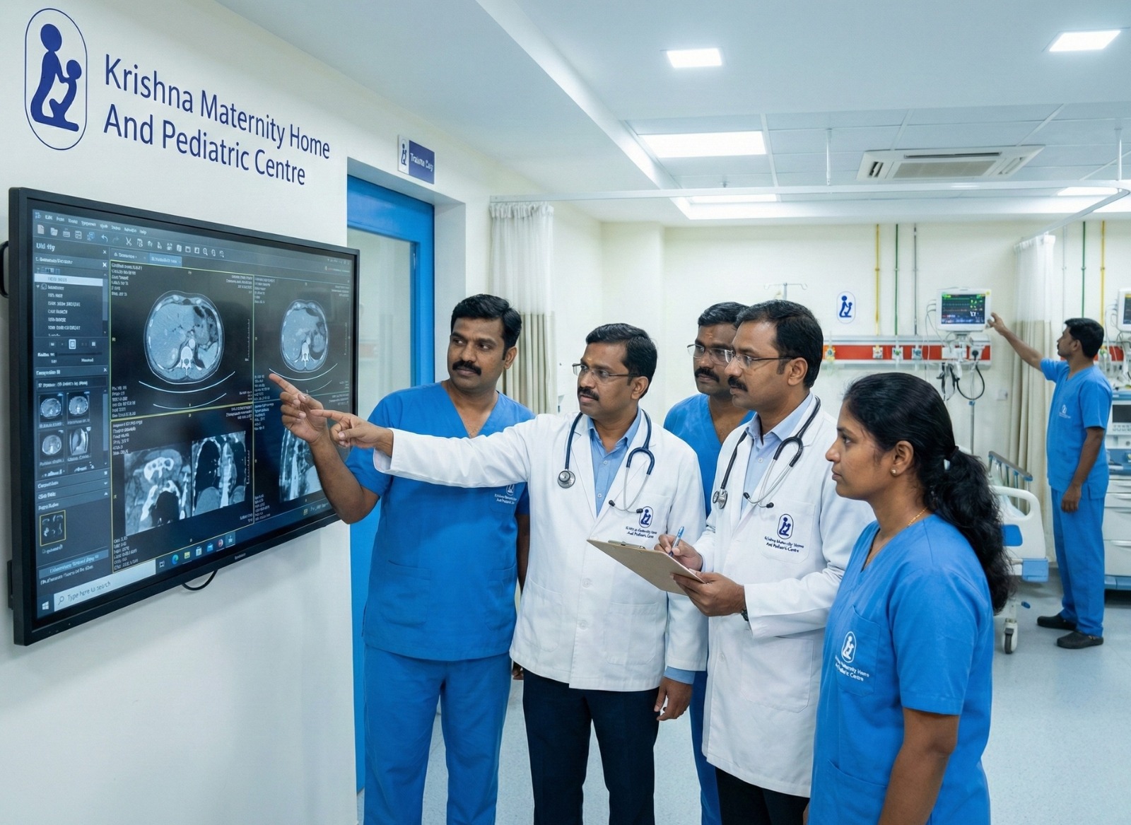 Medical team examining x-rays