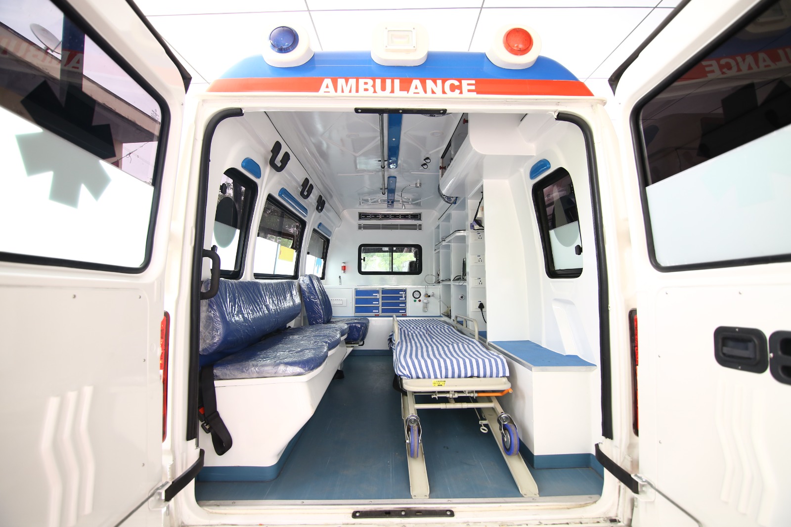 Ambulances arriving at hospital