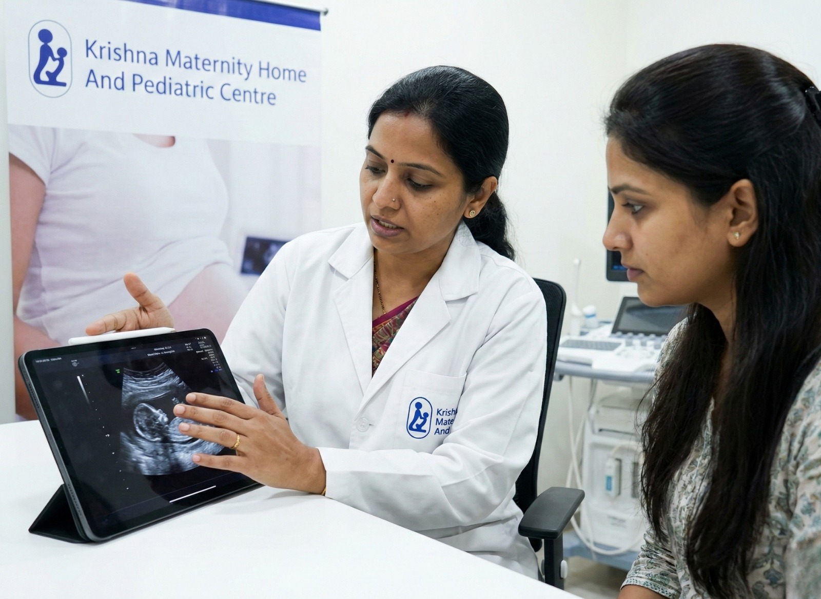 Doctor showing ultrasound