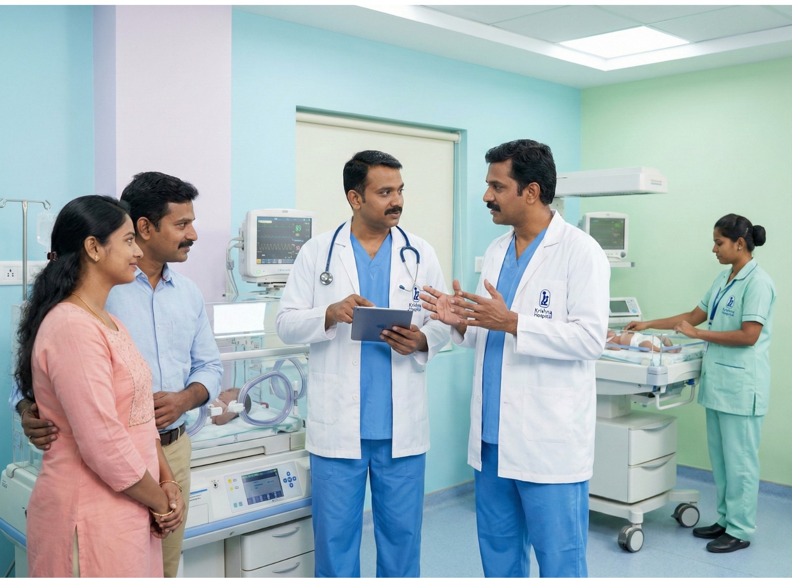Doctor talking to parents